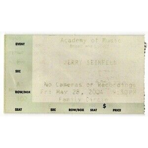 Vintage 2004 Jerry Seinfeld Comedy Ticket Stub Philadelphia PA